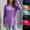 Women S Solid Color Long Sleeve Round Neck Loose Fit Top