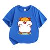 Cute Chubby Cartoon Hamster Print Kids 100% Cotton O-neck Short Sleeve T-Shirt, Casual Soft Breathable Tee for Boys Girls Comfortable Daily Summer Top