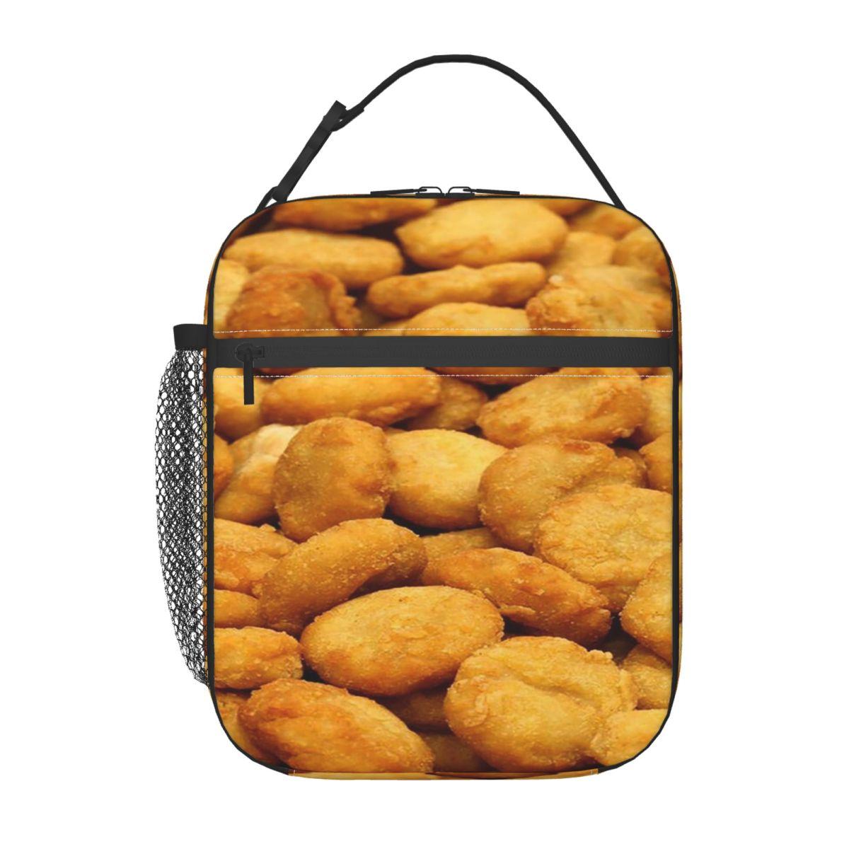 Lekkere Kipnuggets Geïsoleerde Lunchtas voor Vrouwen Kinderen Draagbare Voedseldozen Thermische Lunchbox Tote One Size black
