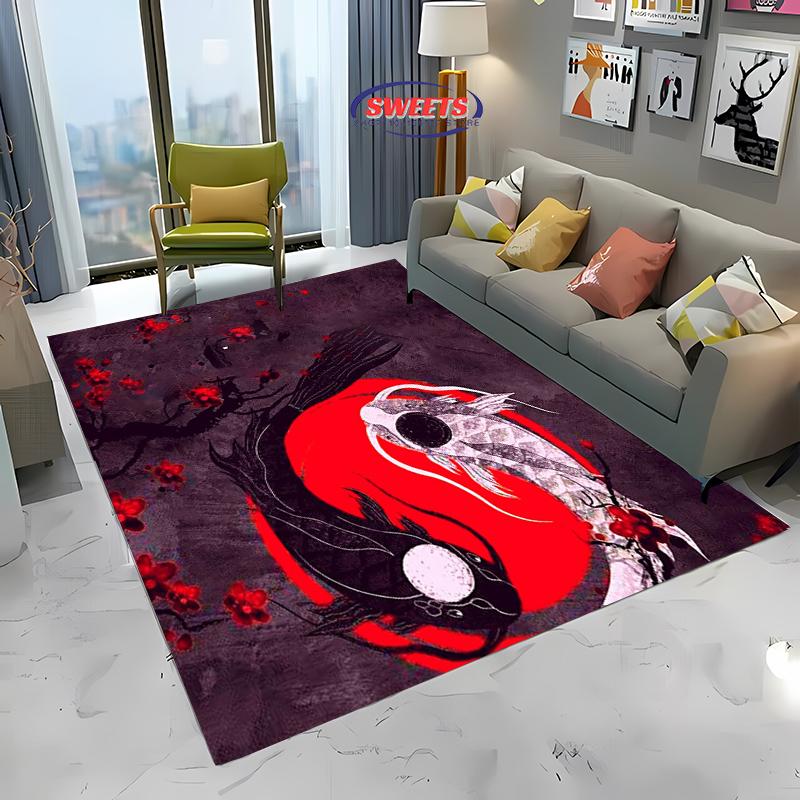Alfombra Tai Chi Arte Secreto Chino Antiguo, Alfombrilla para Sala de Estar Dormitorio Sofá Cocina Felpudo Decoración, Alfombrilla Duradera Antideslizante para Suelo de Niños