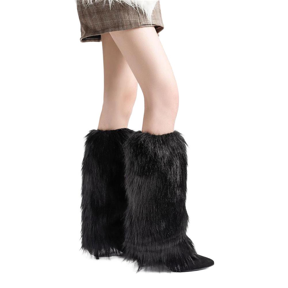 Y2k Winter Stulpen Flauschige Wärmer Gothic Lolita Strick Lange Socken Damen Stulpe Stilvoll Dehnbar Stiefelstulpe