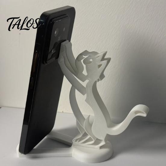 Zakřivený stojánek na telefon pro zvedání 3D tištěný držák na mobil, Jednodílný tvarovaný stojan, Stabilní podpora Tvar lezoucí kočky pro sledování videí Stojan pro