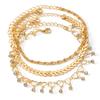 European and American retro beach anklet for women, featuring a hollow heart design and rhinestone embellishments3Set Eco-friendly metal chain
