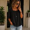 Women's Square Neck Sleeve Blouse Loose Fit Pleated Cotton Linen Casual Top for Summer