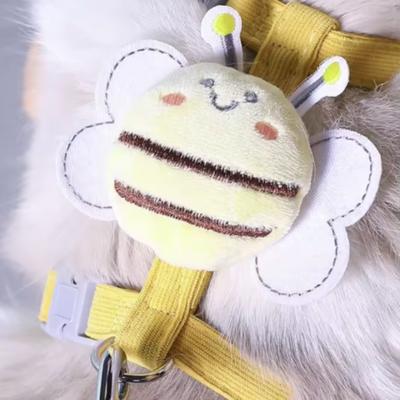 Cat Harness Collar Set Adjustable Cartoon Bee Double Layer Pet Harness for Small Medium Dog Cat Pet Collar Leash Outdoor