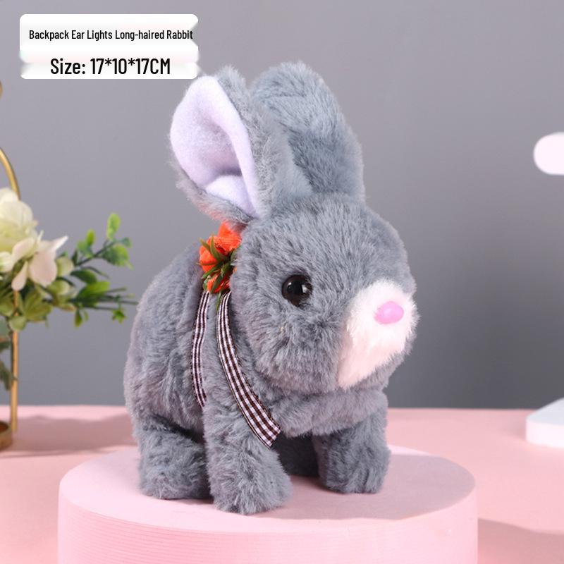 Interactive White Plush Rabbit Toy: Walks, Cries, and Moves Ears