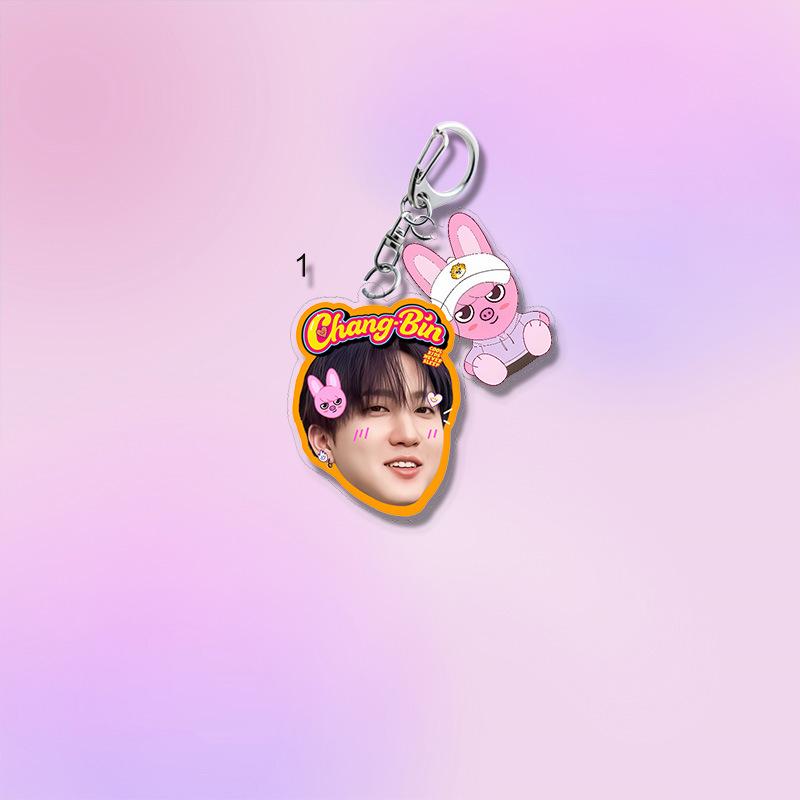 1pc Kpop Stray Kids Acrylic Keychain Cute Cartoon Figure SKZOO Doll Multi Pendant Keyring, Hyunjin Felix Bang Chan Lee Know Bag Charm Accessories