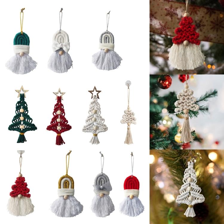 Crocheted Christmas Tree for Home Decor New Year Holiday Sign Knitting Gnome