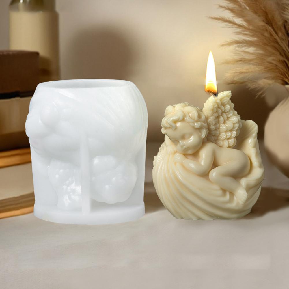 3D DIY Blume Engel Kerze Silikonform Flügel Junge Engel Kerzenform Rosenblume Engel Beton Zement Gipsformen
