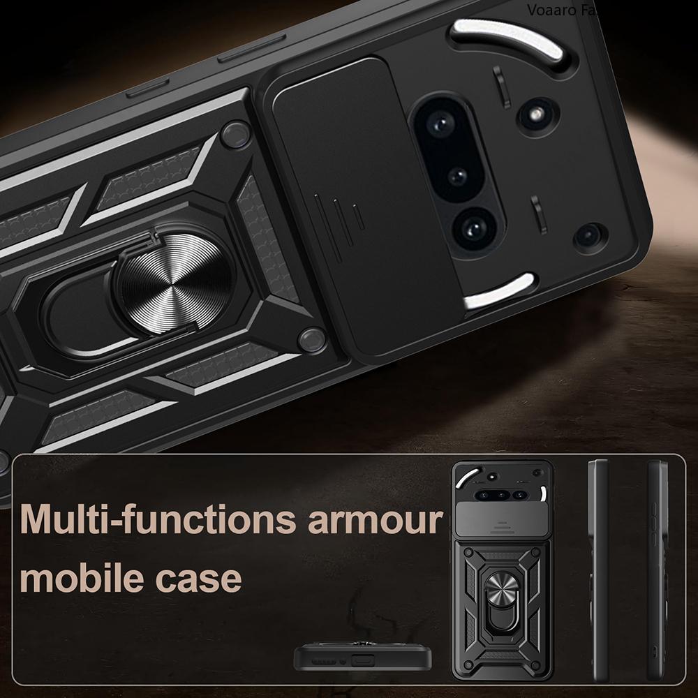 Slide Camera Lens Armor Funda for Nothing Phone 3A Case for Nothing Phone 3A Case Magnetic Ring Stand Holder Anti-knock Cover
