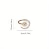 Luxurious synthetic zircon moon and sun open adjustable women's ring, simple and stylish