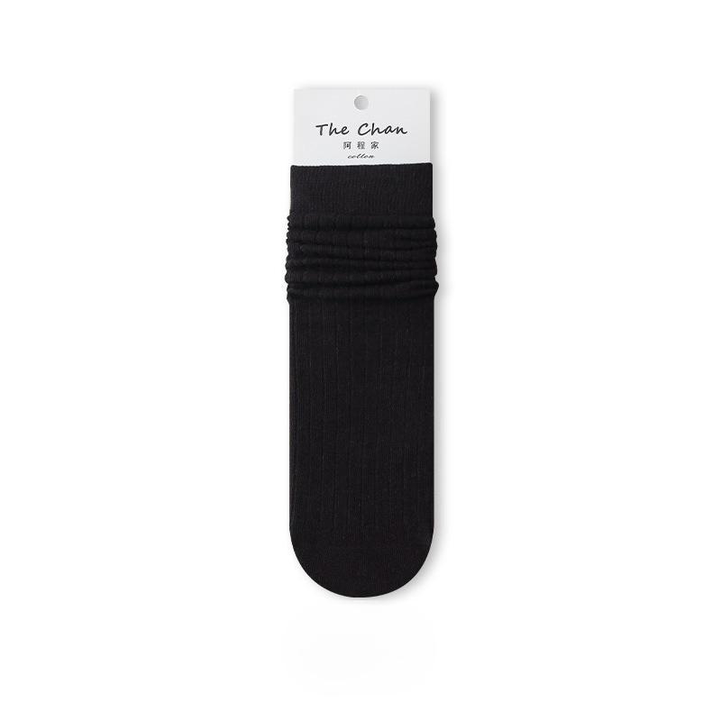 Women's Mid-calf Socks for Autumn and Winter, Solid Color Boneless Anti-pilling Pile Socks, Sweat-absorbing and Breathable Postpartum Socks