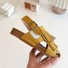 Fashion Kids Sandals 2025 Summer New Style Tassel Girls' Sandals Anti Slip Child Beach Shoes Simple Girls Closed Toe Sandal