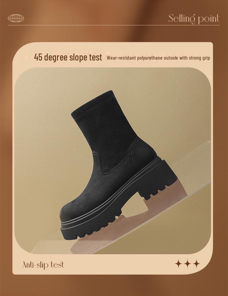 ZHR 2024 New Winter Stretch Boots: Short, Thick-Soled, Velvet-Lined, Trendy, Tall & Slimming Design.