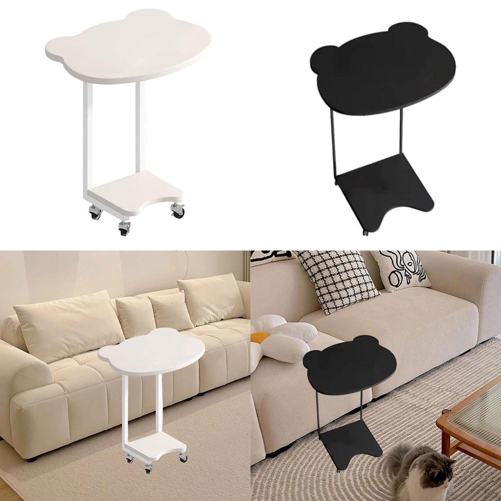 Bear End Table with Wheels Modern Creative Decorative Cute Side Movable for Sofa, Couch,