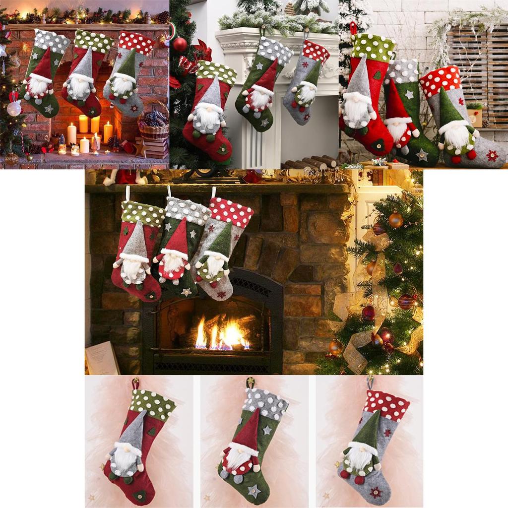 Cozy And Durable Gnome Santa Claus Christmas Stocking For Tree Hanging And Gifts