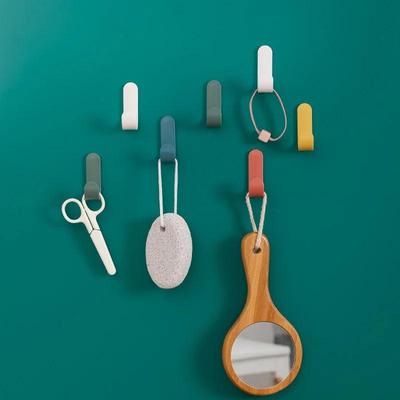 4pcs/set Towel Hook Plastic Door Hook Self-adhesive Wall Mounted Coat Rack Key Hanger Home Decoration