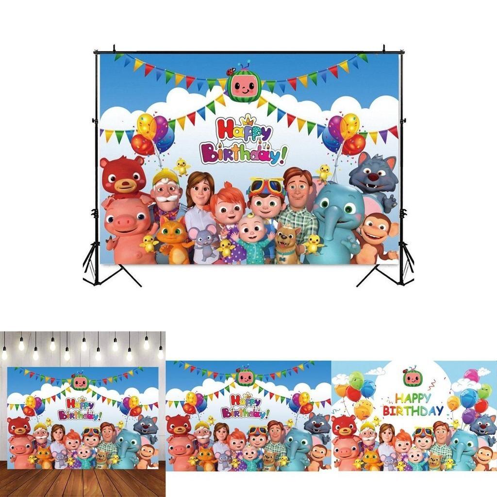 Cocomelon Family Photography Backdrops With Bright Colors For Party Decoration 120*80cm