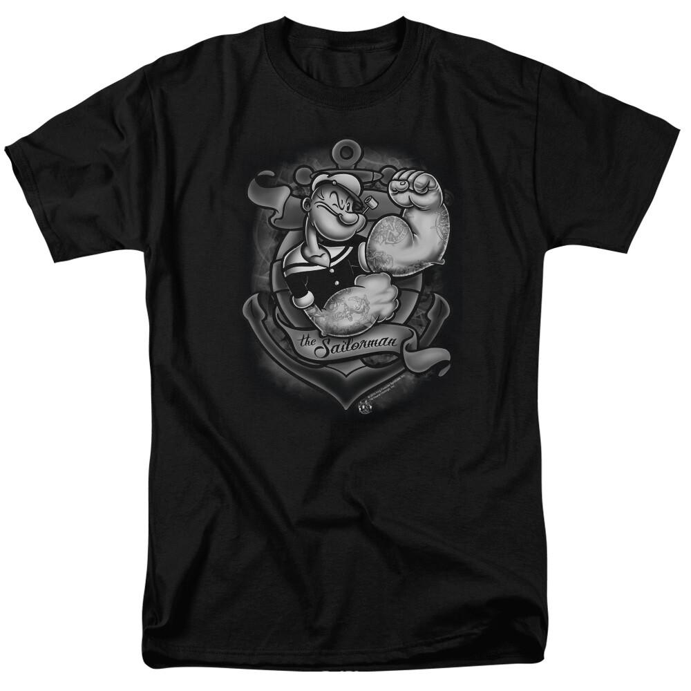 26 Popeye The Sailorman Anchors Away T Shirt Licensed Comic Book Cartoon Tee Black Unisex T-Shirt