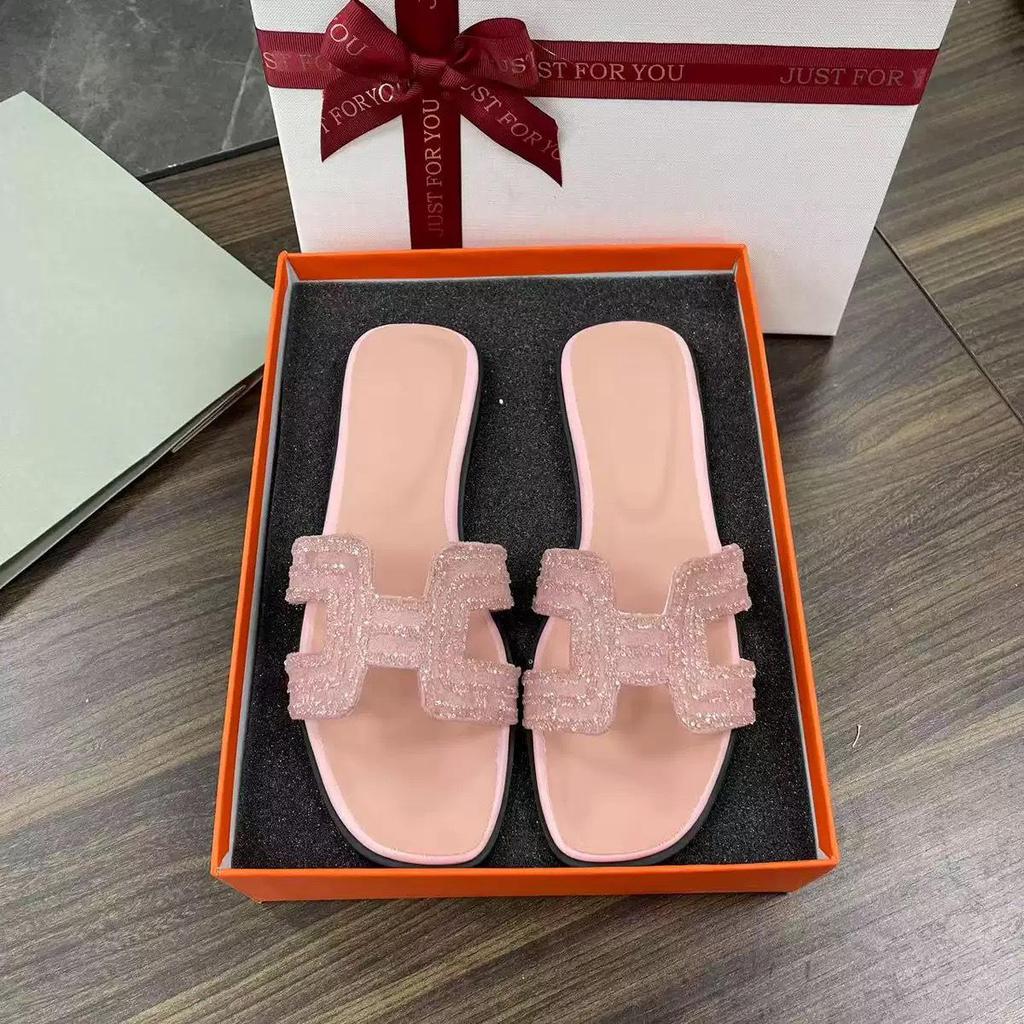 Sommer 2025 Damen Strass Flache Pantoletten – Stilvolle, lässige Einriemen-Sandalen für den Außenbereich.