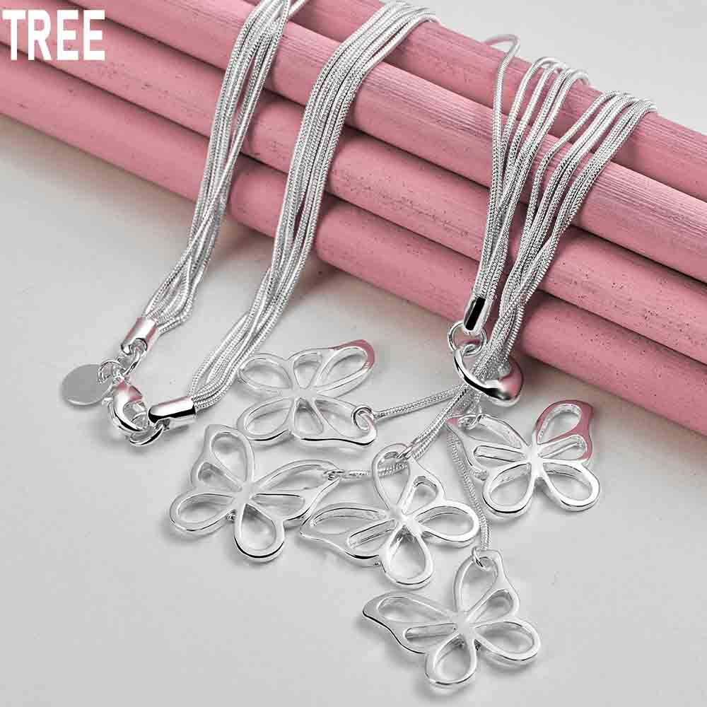 925 Sterling Silver Snake Chain Butterfly Necklace Fashionable Wedding Jewelry