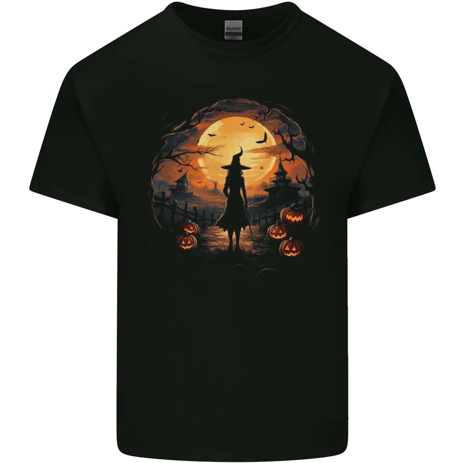 Witch Halloween Sunset Kids T-Shirt Childrens L