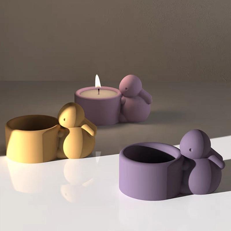 Cartoon Kaninchen Epoxidharzform, handgefertigt, Kerzenhalter, Silikonform, DIY, Gips, Basteln, Tischdekoration, Werkzeug, antihaftbeschichtet