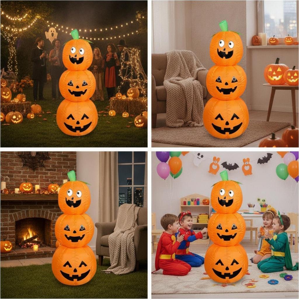 Stacked Pumpkin Inflatable Outdoor Spooky Pumpkins for Homeowners,