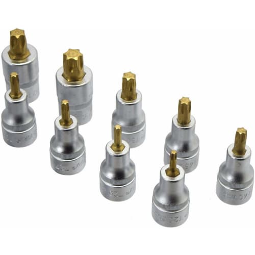 HAZET 992/9 Torx Socket Set, TiN Coated, 1/2-inch, T20-T60, 9-Piece Set, Wear-Resistant and Rust-Resistant, with SmartCase, Professional Grade, Made i