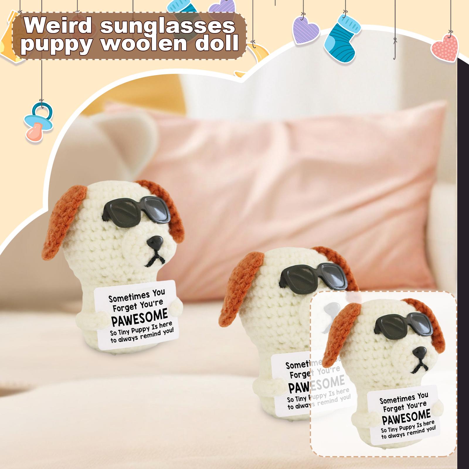 

Позитивное Забавное Выражение Ручной Работы Вязаные Шерстяные Солнцезащитные Очки Щенок Позитивная Энергия Шерстяная Кукла One Size