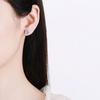 1 Pair Stud Earrings Square Geometric White Cubic Zirconia Clear Ice-Like Stone Ear Studs Retro French Style Jewelry Accessories