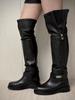 Blanc Toe Strap Thigh-High Boots35[F92-Black]