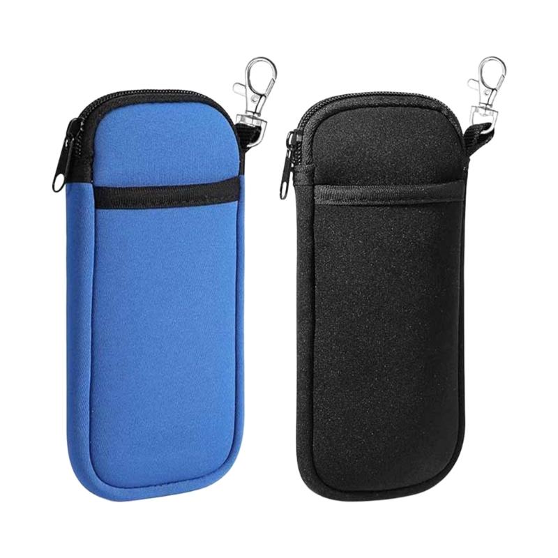 Neoprene Phone Pouch Multiple Compartment Storage For Smartphone Earphones Cable Secure Zippered Closure Compact Carry