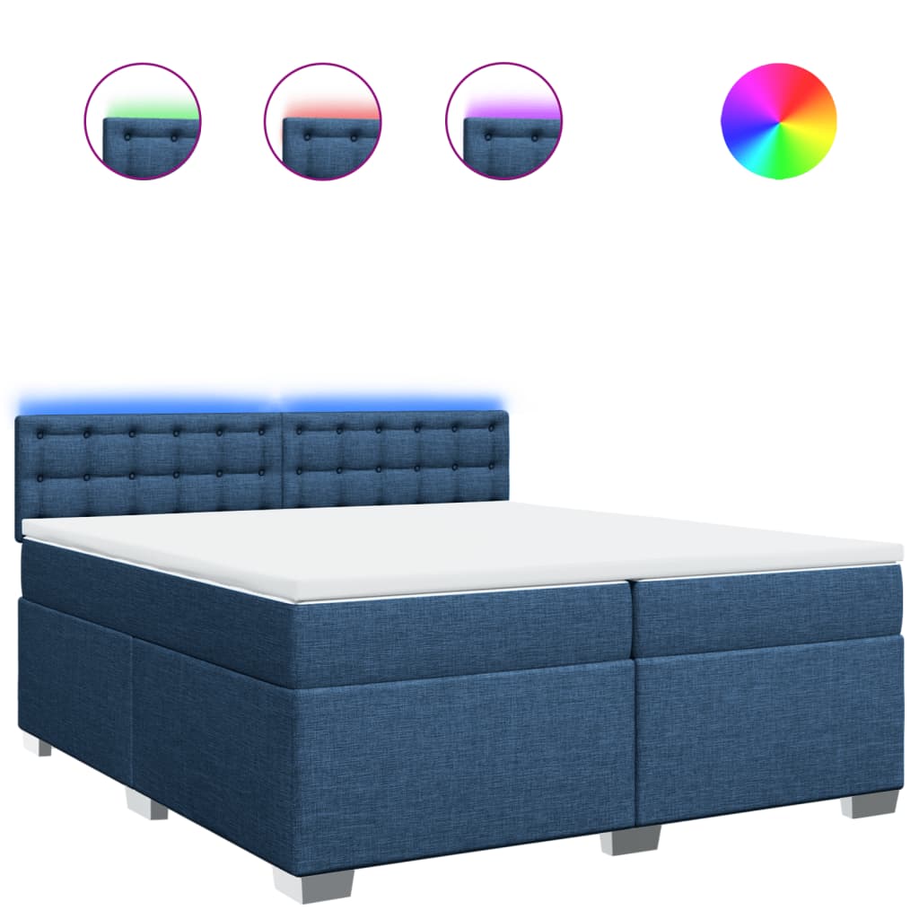 Vidaxl Letto Continentale Con Materasso, Blu, Tessuto 200X200 Cm