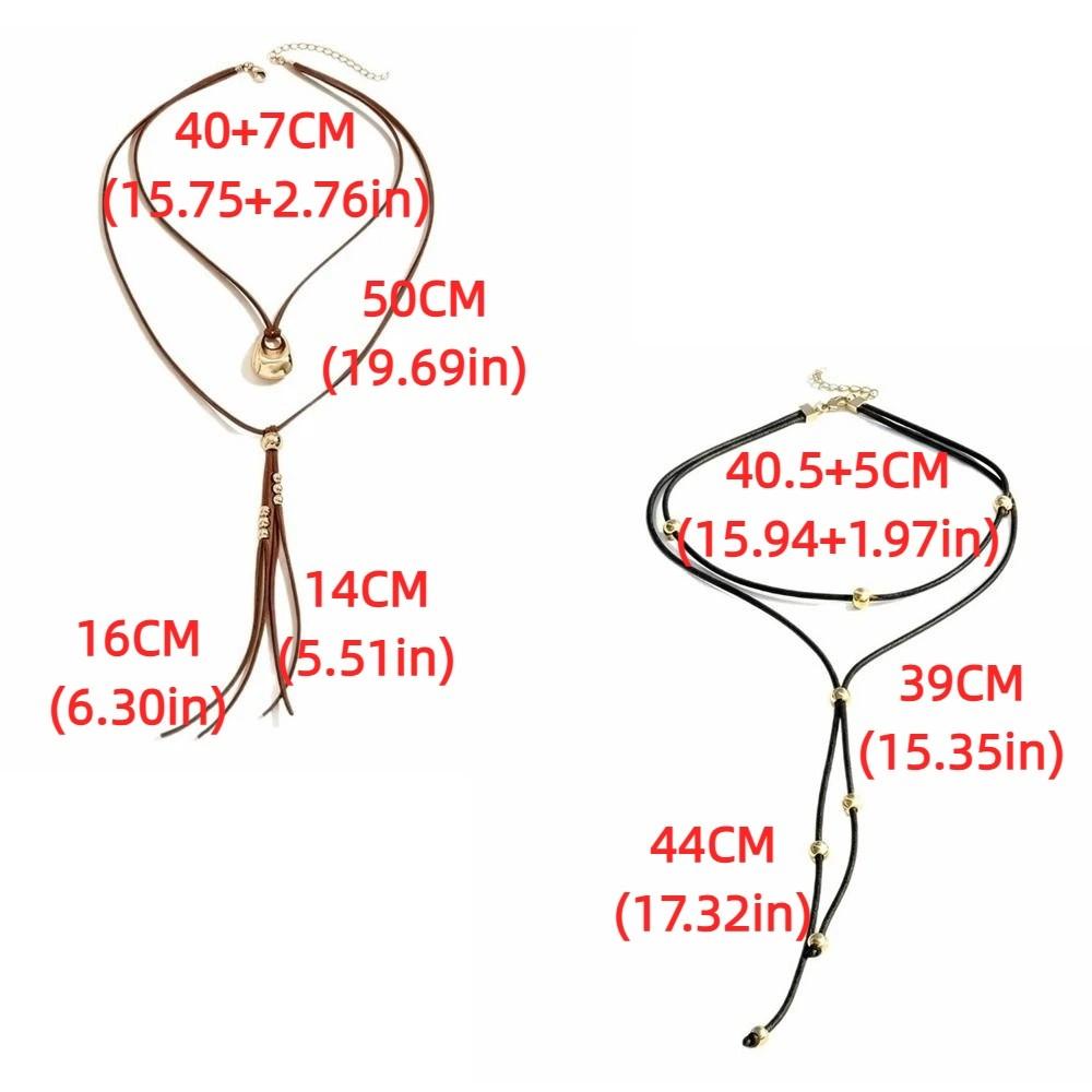 Bohemian Tassel Pendant Chain Suede Beaded Y-Necklace Long Pendant Necklace Beach Daily