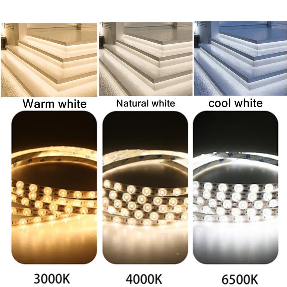 24V LED Strip Light 12mm 48LEDs/M Flexible Rope Light SMD with Lens Self-Adhesive Tape for Bedroom Mirror DIY Home Decoration