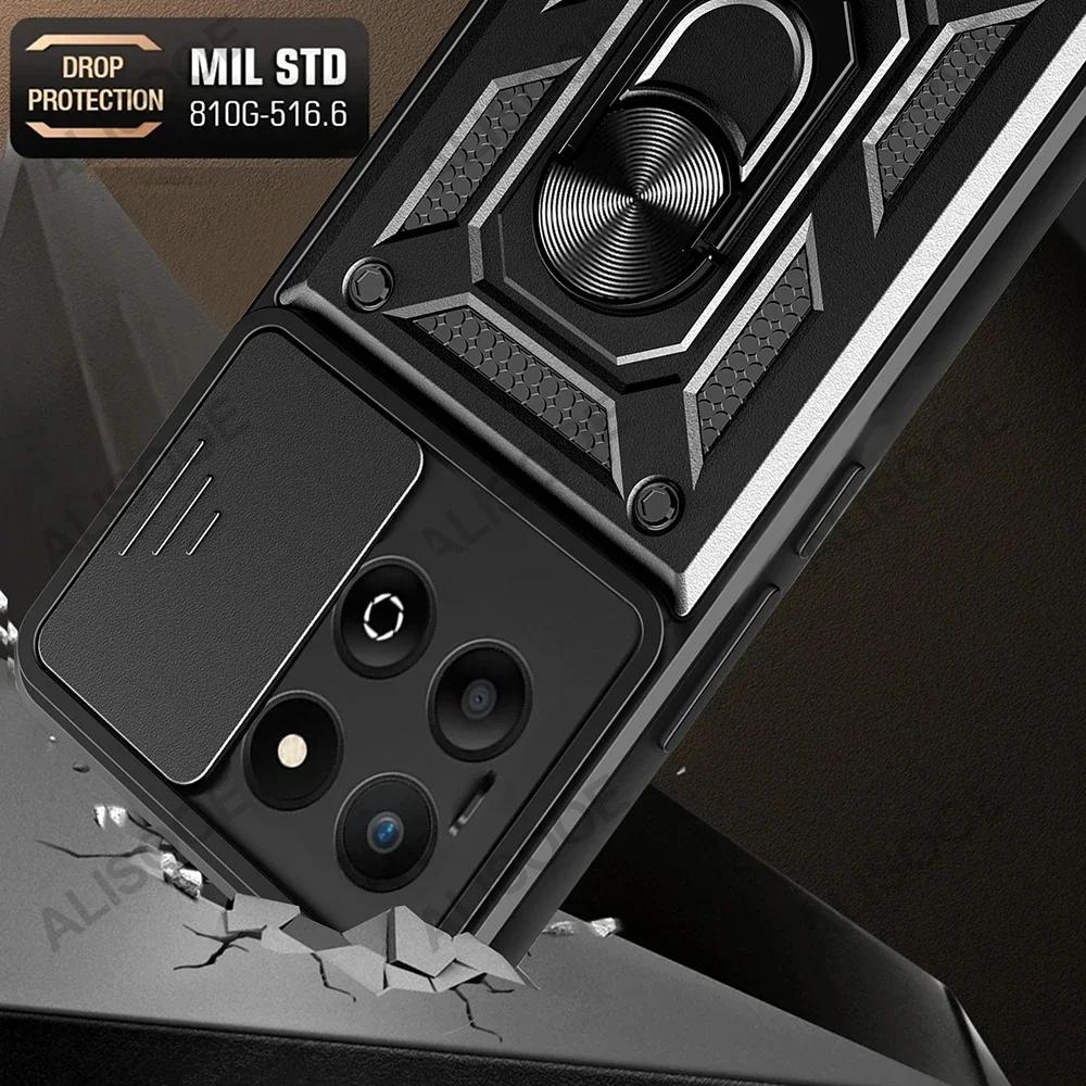 Funda for Honor X8C X7C 4G Case Slide Camera Lens Ring Stand Holder Shockproof Phone Cover for Honor X7C Capa