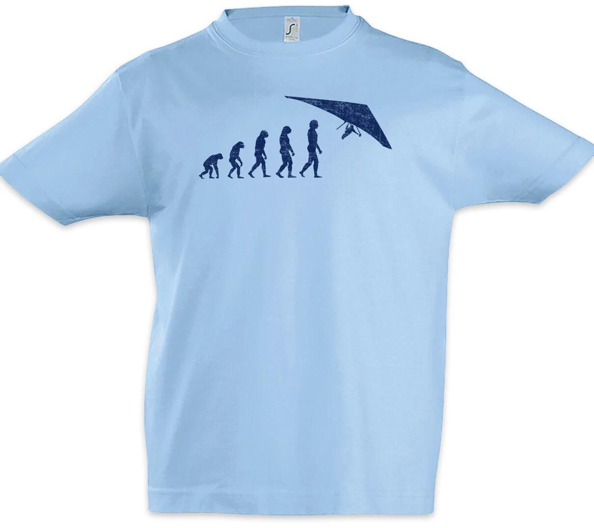 Hang Gliding Evolution Boys T-Shirt Player Coach Fun Human Darwin Glider- 120