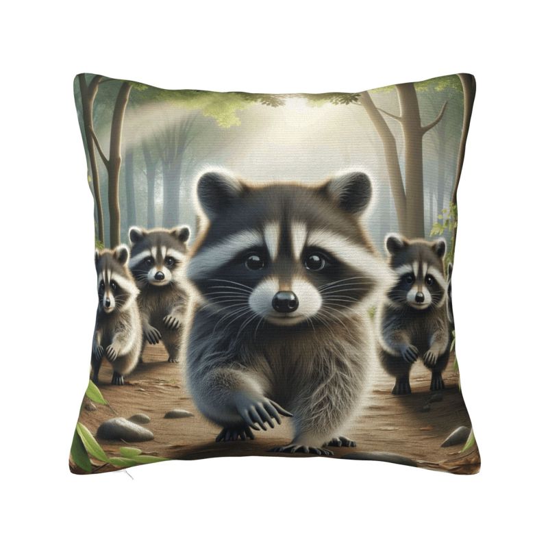 Cute Love Raccoon Throw Pillow Case Bedroom Decoration Fashion Racoon Panda Cushions Cover For Sofa Square Polyester Pillowcase