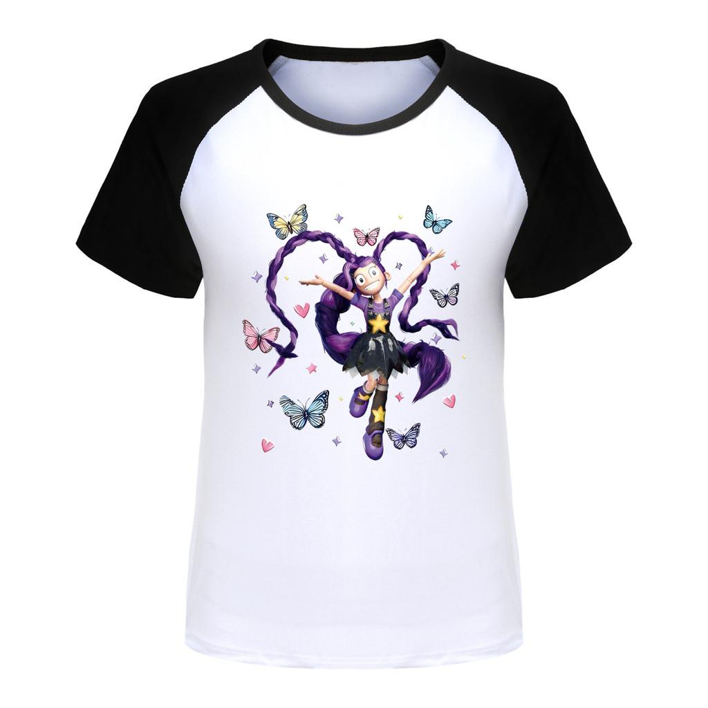 5599 Kinder Mädchen Lily Lovebraids Anime Print Raglanärmel T-Shirt Top