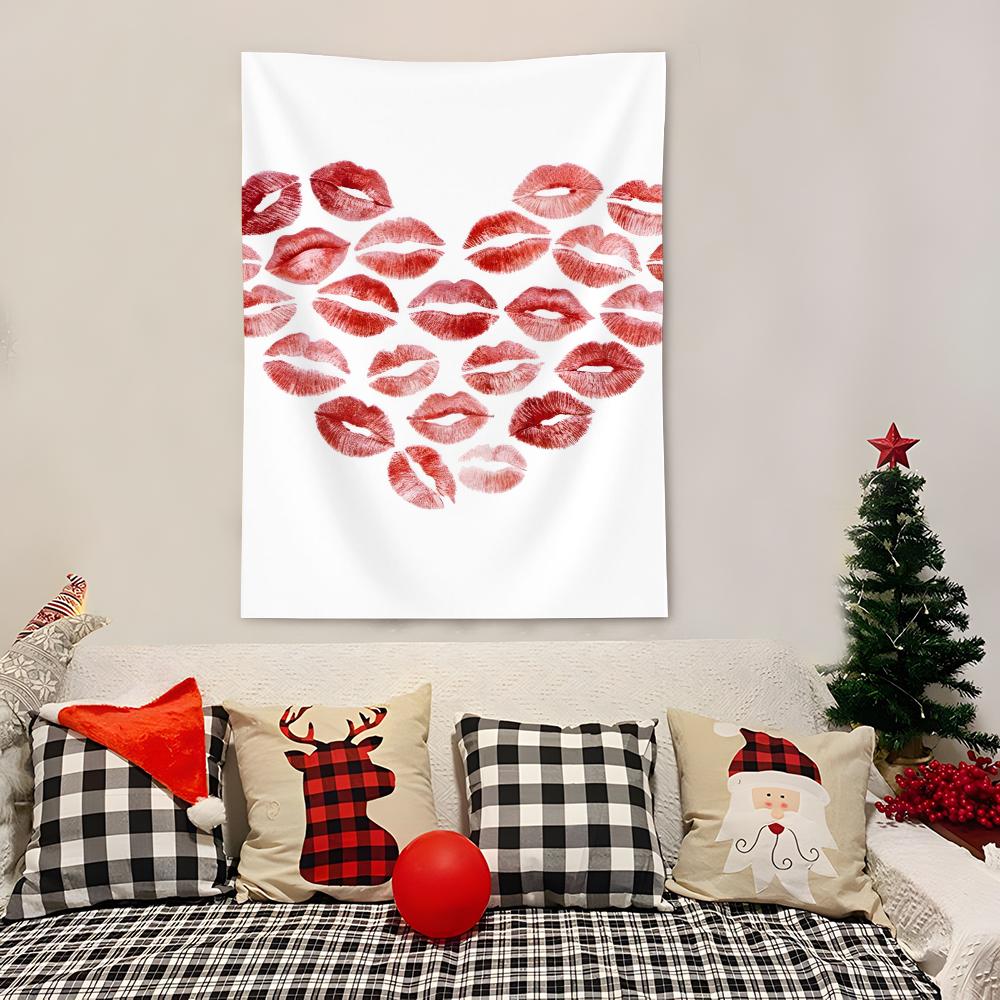 Valentines Day Kiss Tapestry Decoration Art Microfiber Background For Bedroom Living Bar Garden Outdoor Festival