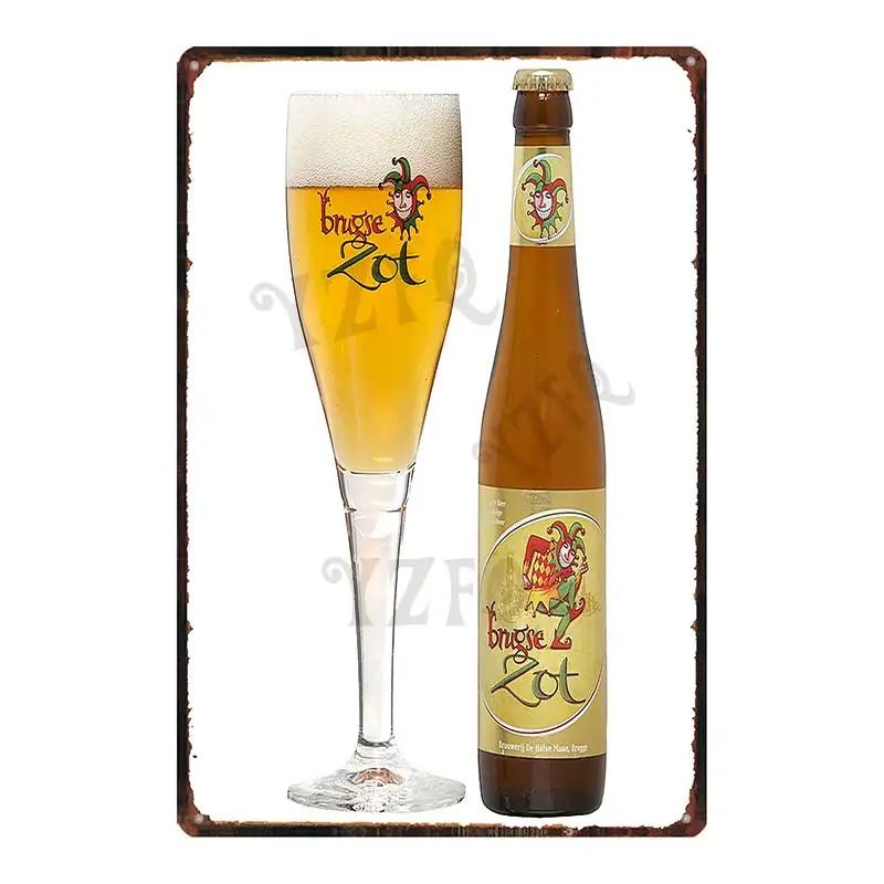 Birra Belga VintageBrugse Zot La Trappe Segno Metallico Lattina Targhe Per Muro Bar Pub Arte Cucina Caffè Decorazioni Casa 30X20CM DU-8282A