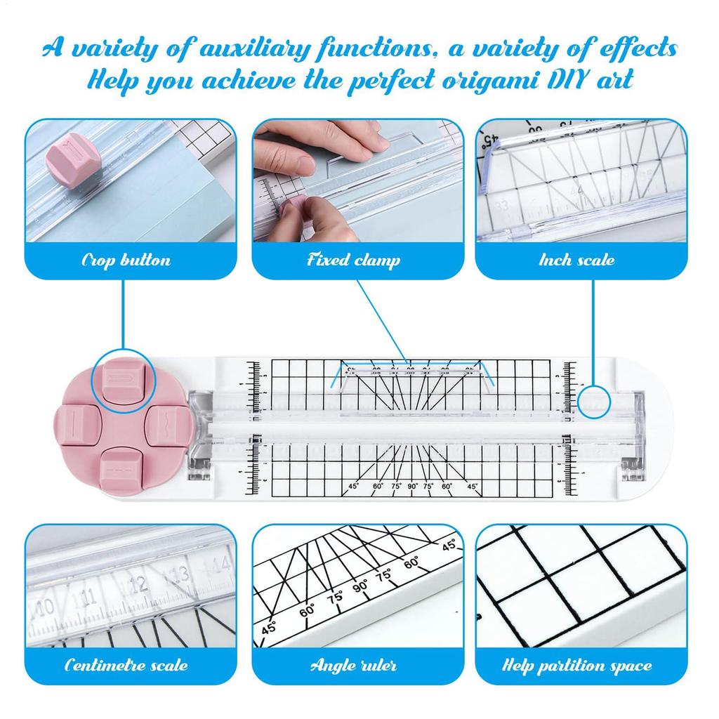 Paper Trimmer Cutter Multi-Function Scrap Booking Tool with Straight Wave Perforated Creasing Blades for Craft Paper Photo