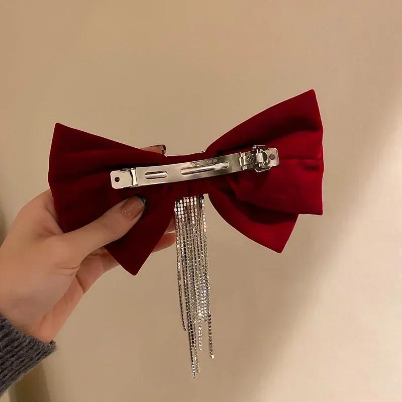 High End Bow Tassel Ribbon Hair Clip for Women's Fashionable and Elegant Headwear for Girls Gorgeous Style Accessories Gifts