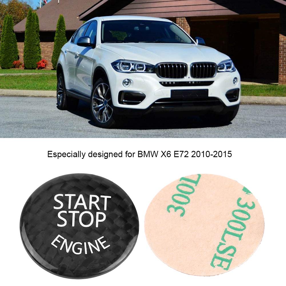 Car Engine Start Stop Button Switch Cover Trim Black Carbon Fiber Ignition Key Ring Sticker Fit for 3 Series E90 E91 E92 E93 E60 E83 E84 X5 X6 E70