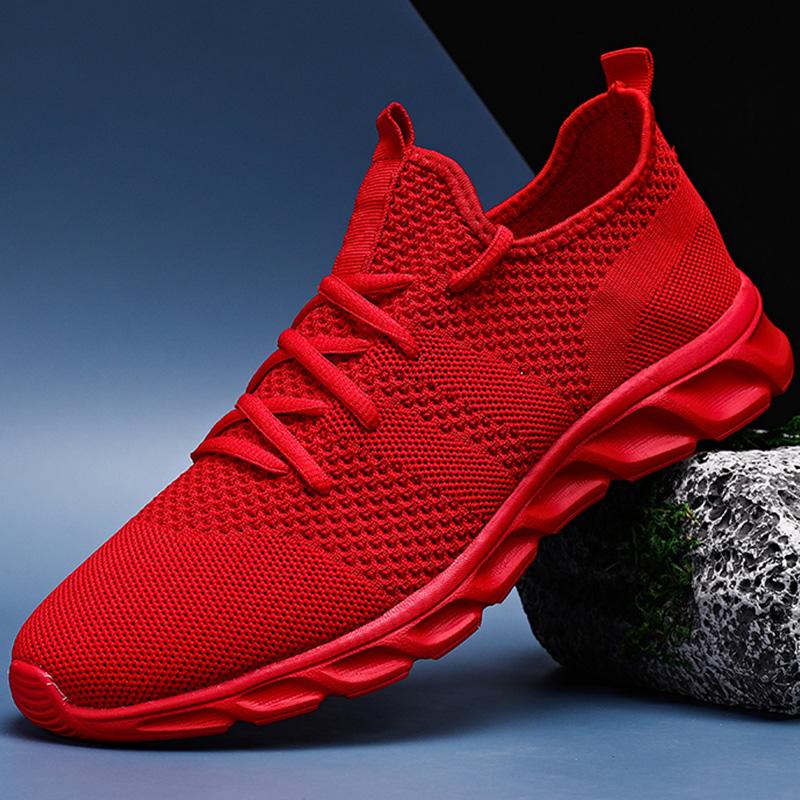 Mens Running Shoes Soft Soles Wear-Resistant Breathable Athletic Shoes Mesh Outside Stylish Big Size Tennis Shoes For Men