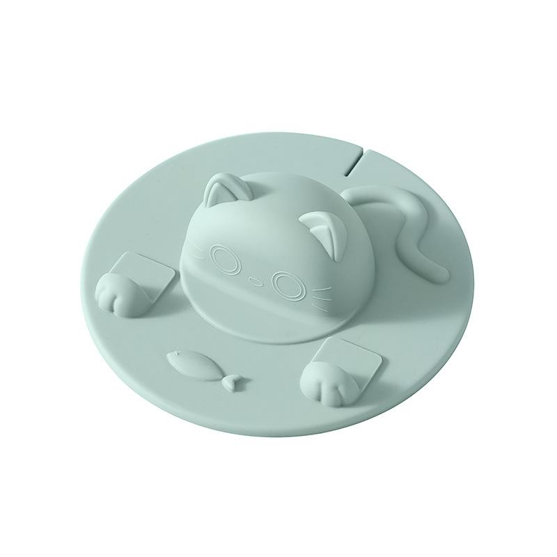 Cute Silicone Cat Shaped Cup Lid Leak Proof High Temperature Resistant Dust Proof Universal Water Cup Lid Multiple Functions светло-зеленый