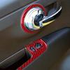 Red Carbon Fiber Car Inner Door Switch Frame + Handle Sticker For Fiat 500 12-15