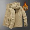 Thick Fleece Coat Man Military Pockets Outdoor Parkas Hiking Climbing Tactical Outerwear Men's Winter Hooded Cotton Jackets