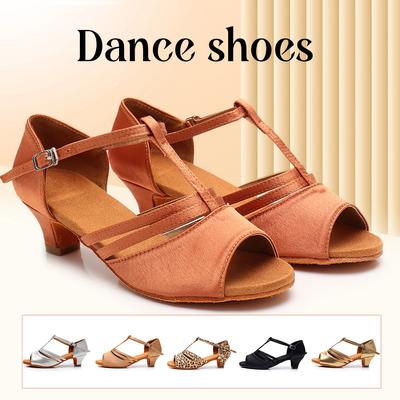 Girls Low Heeled Dance Practice Shoes Women Ladies Ballroom Latin Dancing Shoes